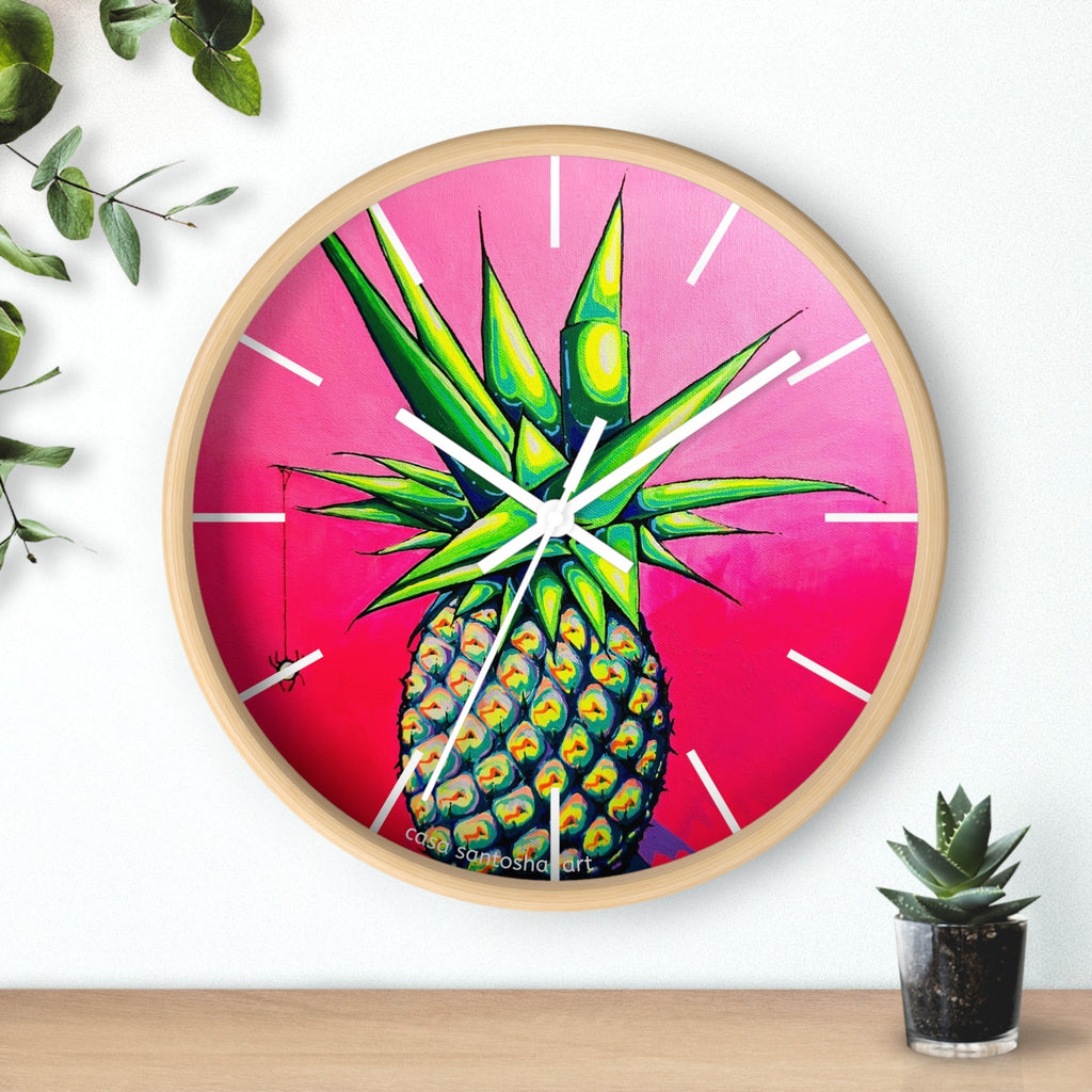 Neon Pineapple Pop Art Wall Clock