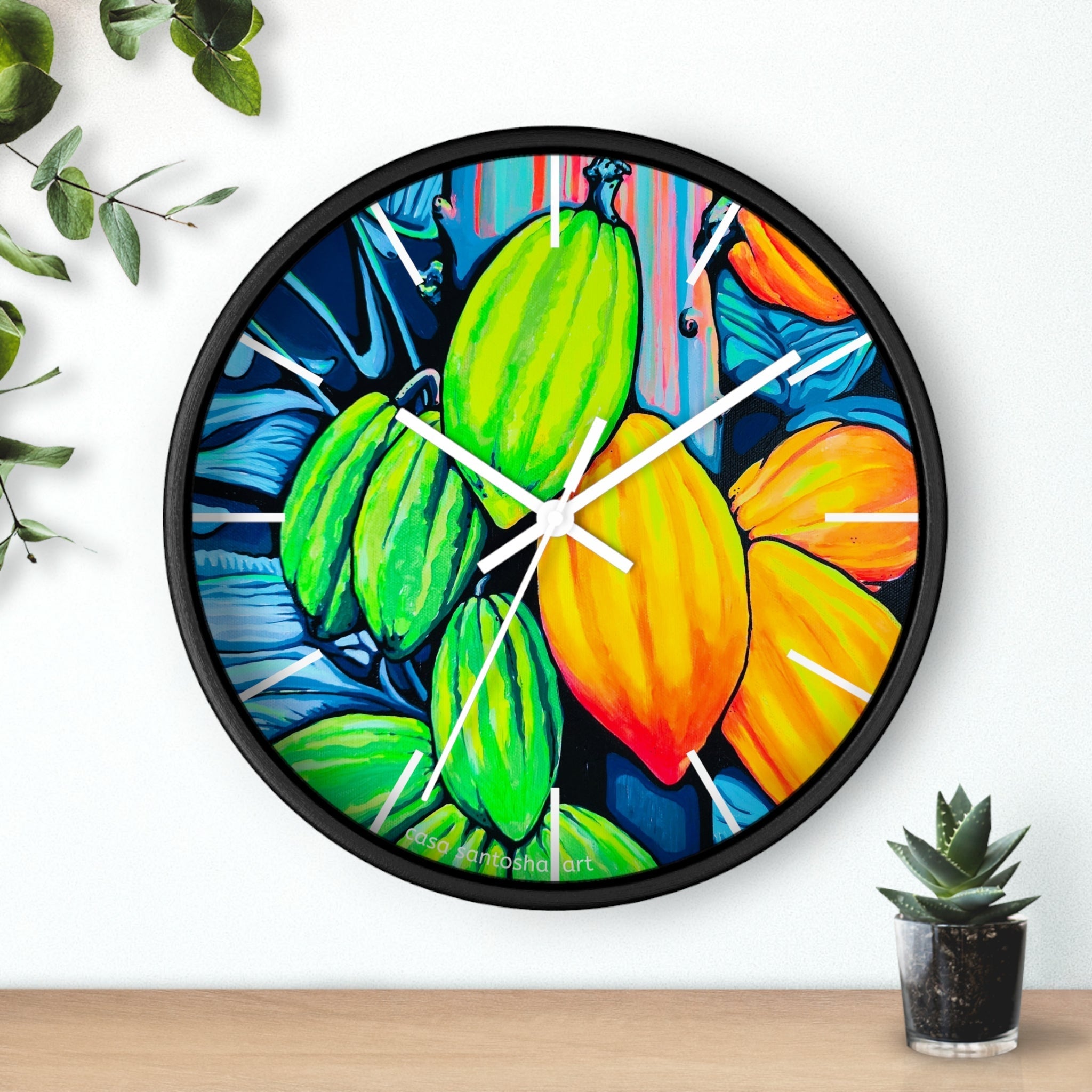 Neon Cacao Pop Art Wall Clock