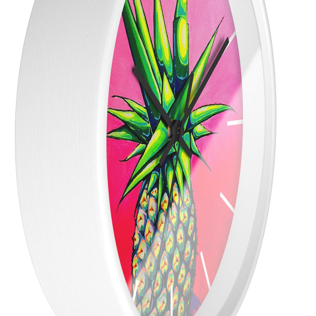 Neon Pineapple Pop Art Wall Clock
