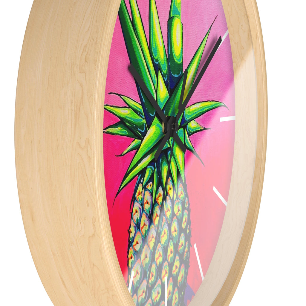 Neon Pineapple Pop Art Wall Clock