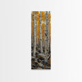 Birch Tree Forest, Framed Canvas Print, Skinny / Tall Wall Art, Living Room Decor, Landscape Painting, Nature Decor