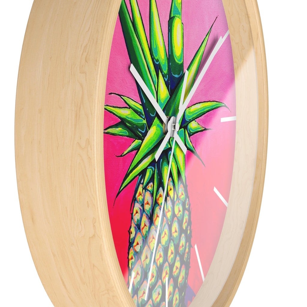 Neon Pineapple Pop Art Wall Clock