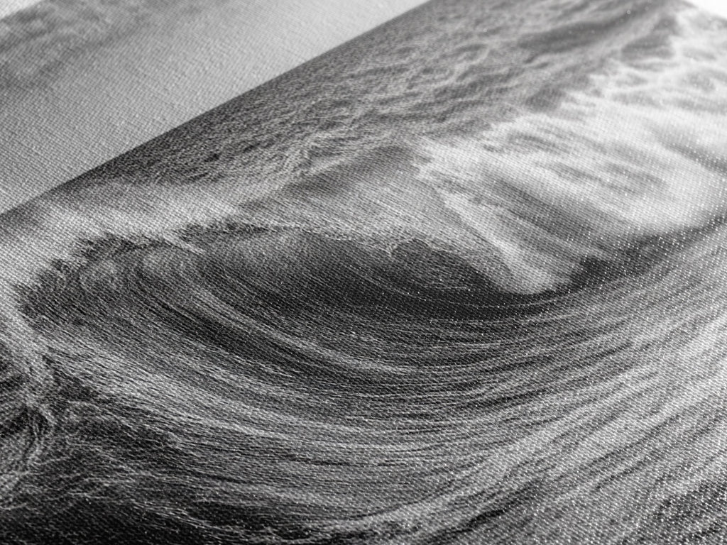 Subdued Black and White Ocean Photography Style Print, Panoramic Wall Art, Wood Framed Canvas Art, Seascapes, Nautical Decor