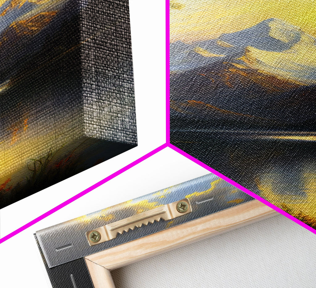 Mountain With Lines Canvas Print, Canvas and Wood Wall Art Decor Canvas Nursery Sign Picture Living Room, Framed Wall Art