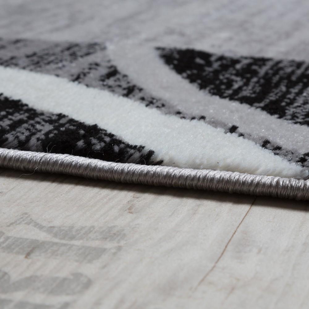 Grey Red Area Rug for Living Room Modern Design
